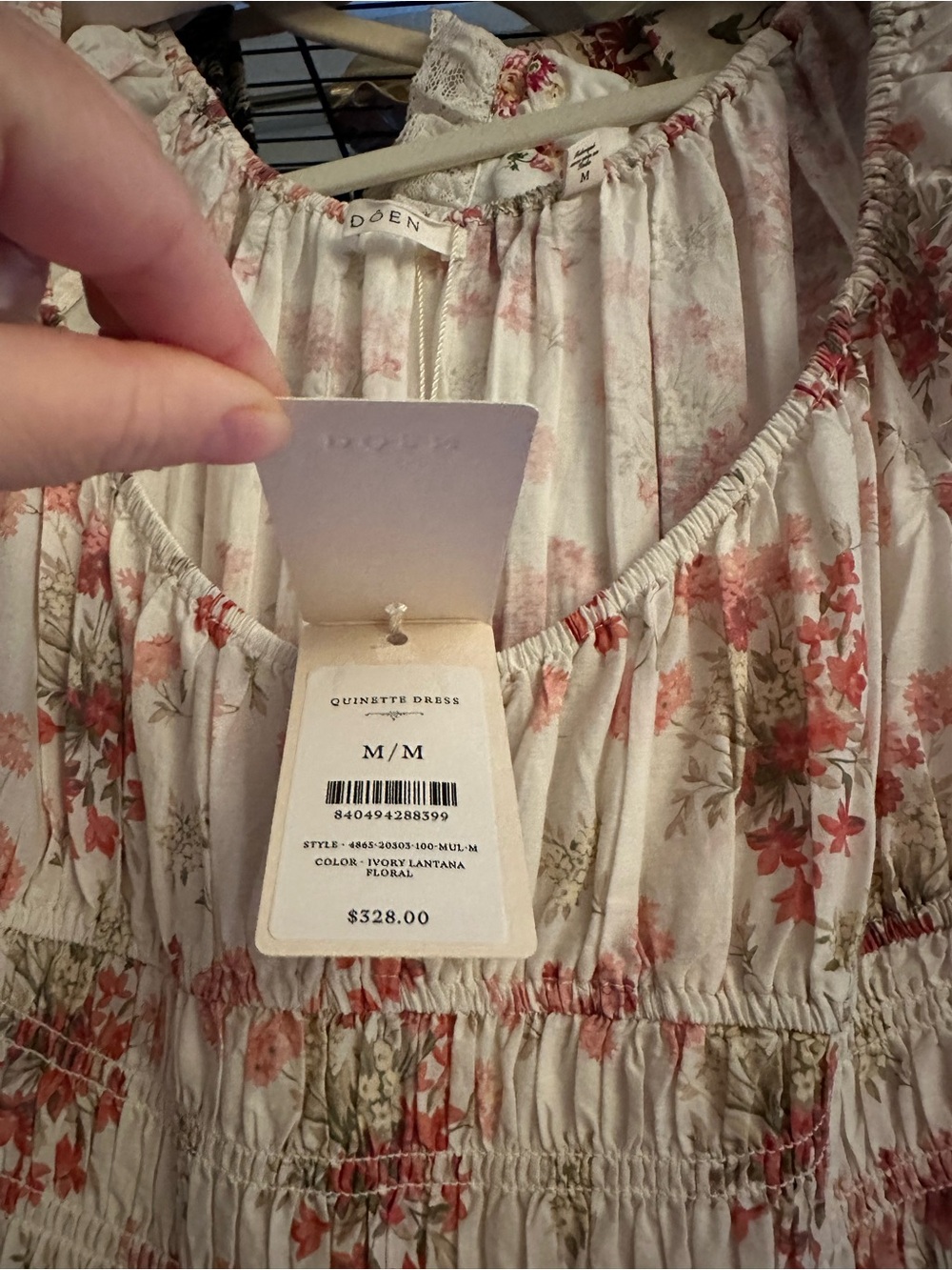 NWT $350 DOEN QUINETTE DRESS in IVORY LANTANA FLORAL Sz Medium - Picture 12 of 16